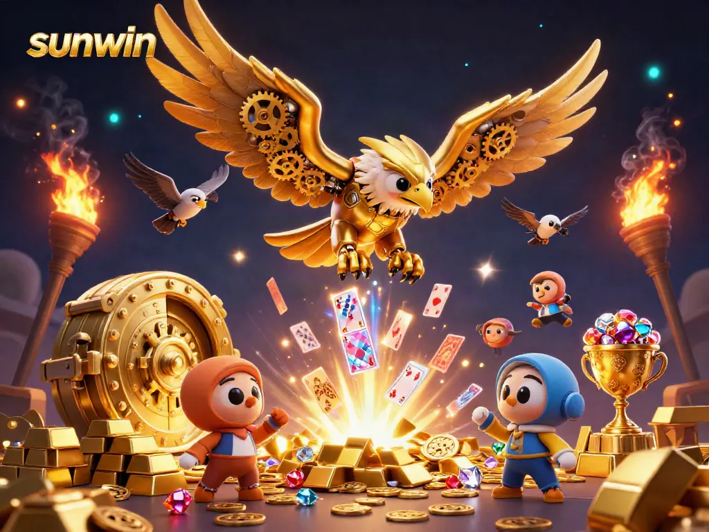 Experience thrilling wins at sunwin with our vibrant 3D illustration featuring casino elements and dynamic characters.
