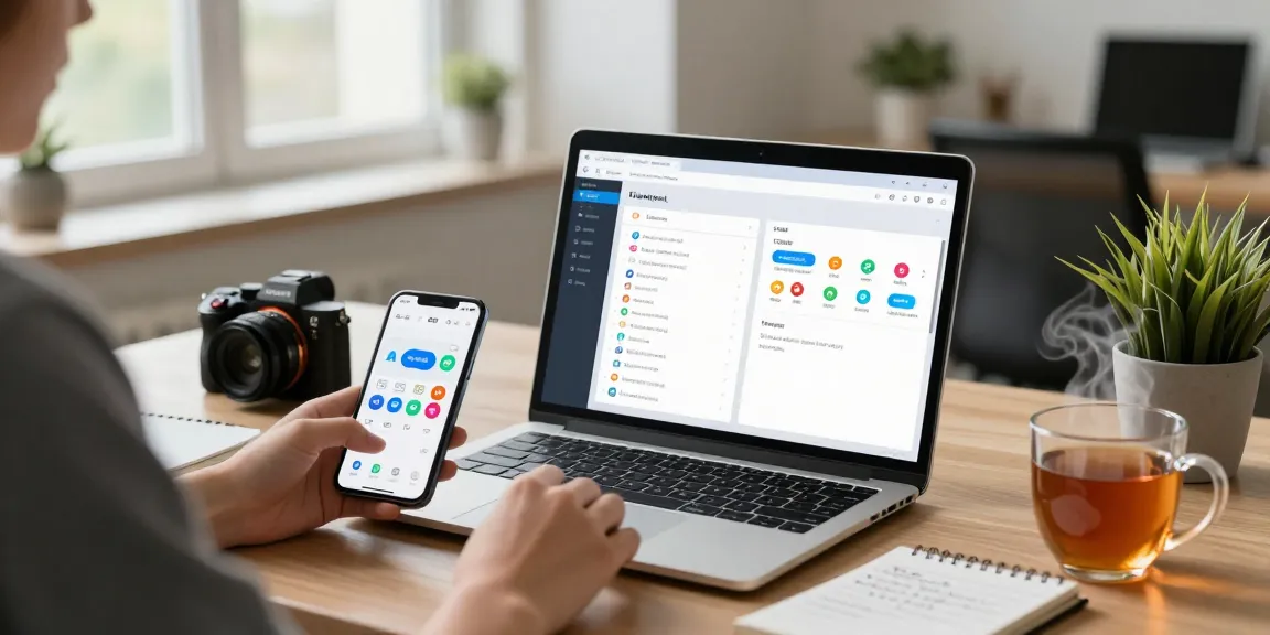 Setting up Telegram Chinese Version in modern workspace with laptop and smartphone.