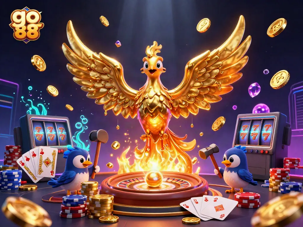 Experience thrilling gameplay with go 88's captivating golden phoenix and casino elements.