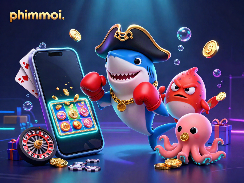 Experience thrilling casino action featuring phimmoi's dynamic characters and gaming elements in vibrant colors.