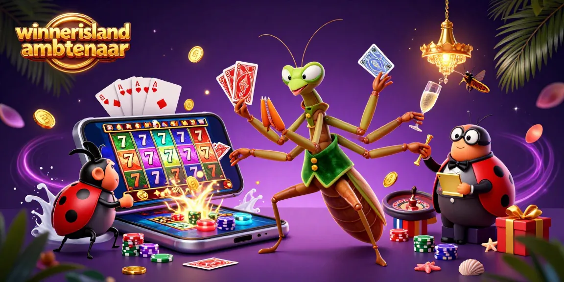 Experience playful action with winnerisland ambtenaar amidst vibrant slot games and dynamic elements.